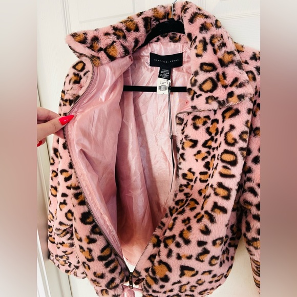 NWT Victorias Secret PINK Know One Cares Fur Leopard Cheetah Coat Jacket M - Picture 6 of 7